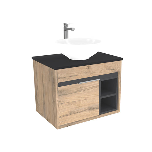 Aachen Badkamermeubel 65 cm Dorado - Onderkast MDF - Softclose semi handgreep 1 deur Inclusief keramische waskom met wastafelblad