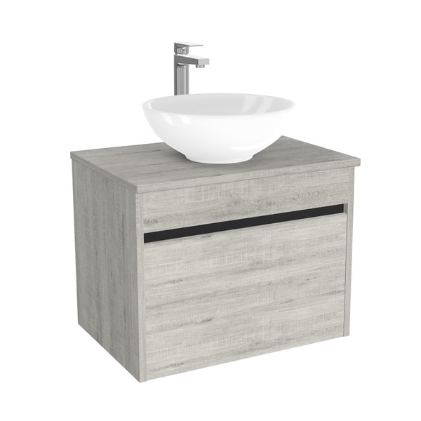 Amsterdam Badkamermeubel 65 cm Lissabon - Onderkast MDF - Softclose greeploos 2 lades Inclusief keramische waskom met wastafelblad