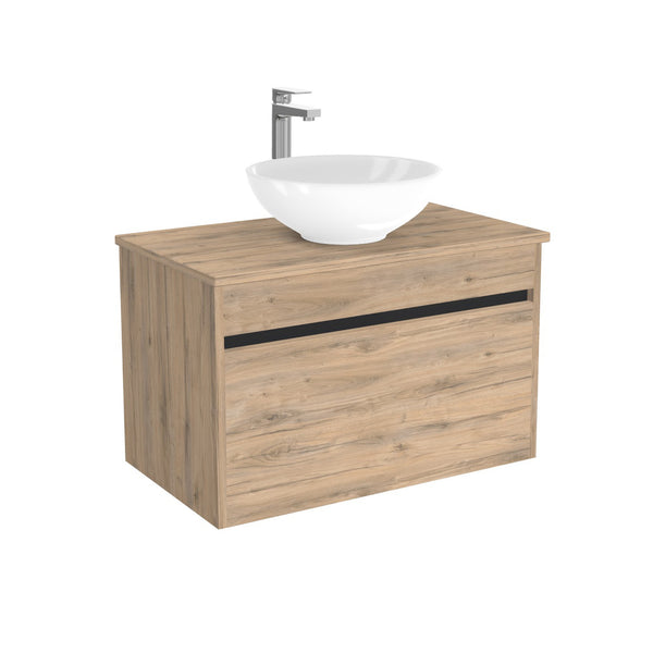 Amsterdam Badkamermeubel 80 cm Dorado - Onderkast MDF - Softclose greeploos 2 lades Inclusief keramische waskom met wastafelblad