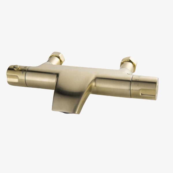 Nora Badkraan Thermostatisch Met 2 Grepen Brushed Gold