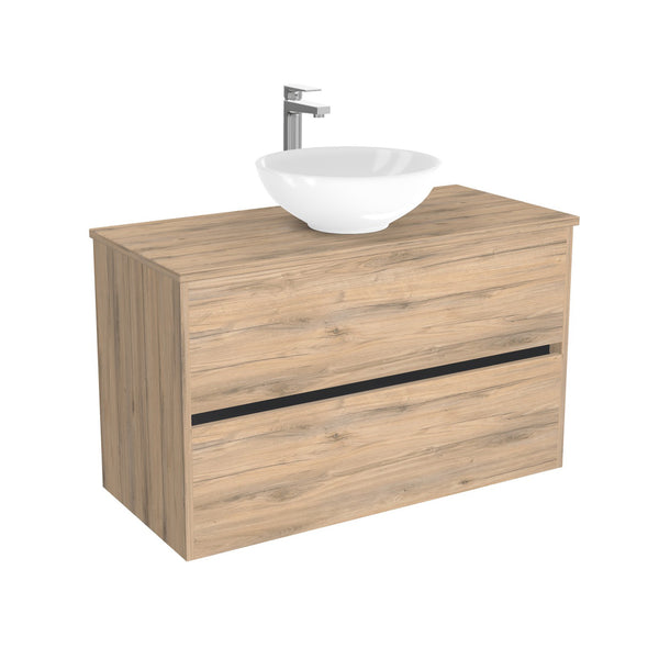 Berlin Badkamermeubel 100 cm Dorado - Onderkast MDF - Softclose greeploos 2 lades Inclusief keramische waskom met wastafelblad