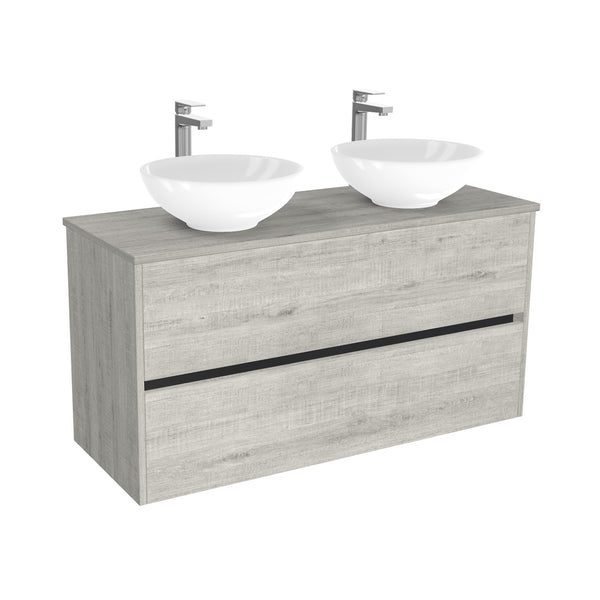 Berlin Badkamermeubel 120 cm Lissabon - Onderkast MDF - Softclose greeploos 2 lades Inclusief keramische waskom met wastafelblad