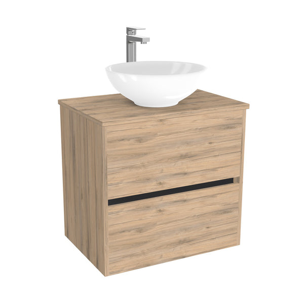 Berlin Badkamermeubel 65 cm Dorado - Onderkast MDF - Softclose greeploos 2 lades Inclusief keramische waskom met wastafelblad