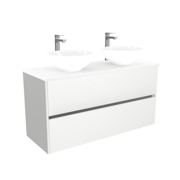 Berlin Badkamermeubel 120 cm Hoogglans Wit - Onderkast MDF - Softclose greeploos 2 lades Inclusief keramische waskom met wastafelblad