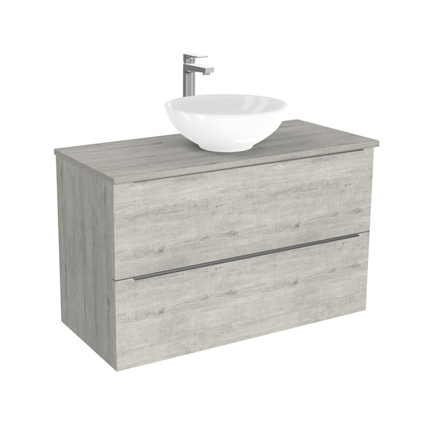 Frankfurt Badkamermeubel 100 cm Lissabon - Onderkast MDF - Softclose semi handgreep 2 lades Inclusief keramische waskom met wastafelblad