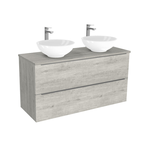 Frankfurt Badkamermeubel 120 cm Lissabon - Onderkast MDF - Softclose semi handgreep 2 lades Inclusief keramische waskom met wastafelblad