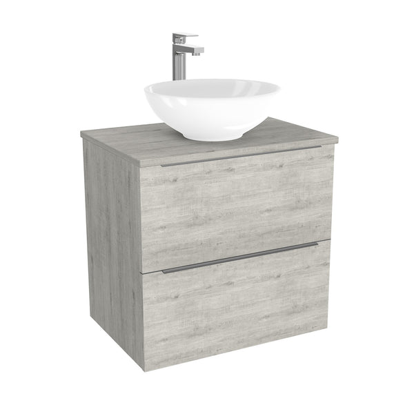 Frankfurt Badkamermeubel 65 cm Lissabon - Onderkast MDF - Softclose semi handgreep 2 lades Inclusief keramische waskom met wastafelblad