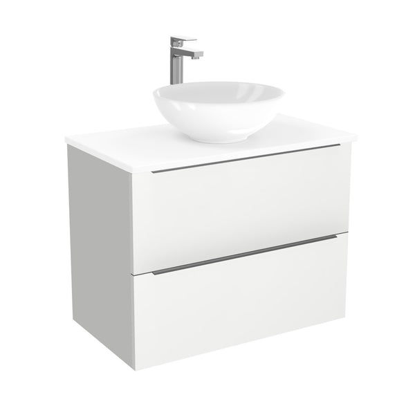 Frankfurt Badkamermeubel 80 cm Hoogglans Wit - Onderkast MDF - Softclose semi handgreep 2 lades Inclusief keramische waskom met wastafelblad