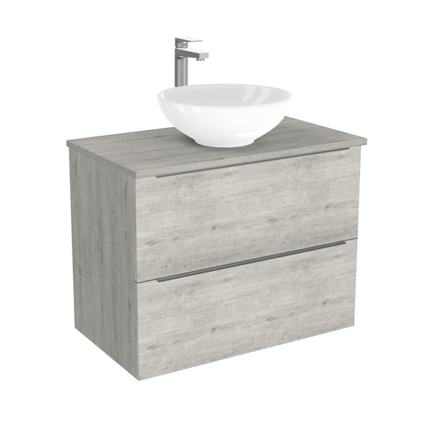 Frankfurt Badkamermeubel 80 cm Lissabon - Onderkast MDF - Softclose semi handgreep 2 lades Inclusief keramische waskom met wastafelblad