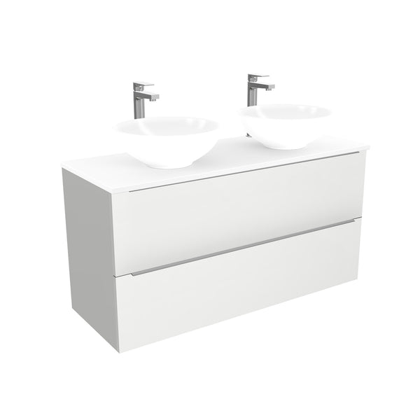 Frankfurt Badkamermeubel 120 cm Hoogglans Wit - Onderkast MDF - Softclose semi handgreep 2 lades Inclusief keramische waskom met wastafelblad