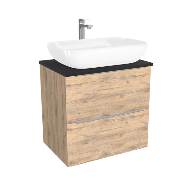 Frankfurt Badkamermeubel 65 cm Dorado - Onderkast MDF - Softclose semi handgreep 2 lades Inclusief keramische waskom met wastafelblad