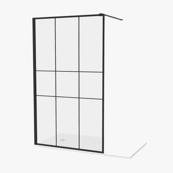 Inloopdouche Liv 120 cm Zwart Mat Raster Easy Clean 8 mm veiligheidsglas Aluminuim profiel Nano-Coating