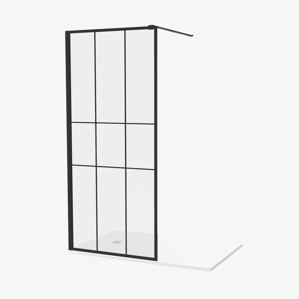 Inloopdouche Liv 90 cm Zwart Mat Raster Easy Clean 8 mm veiligheidsglas Aluminuim profiel Nano-Coating