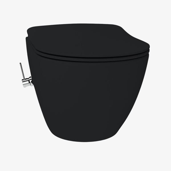 Toby Rim-Off Ophang Wc Met Bidet Warm/Koud Water Mat Zwart