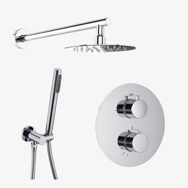 Showerset Lieke Thermostatisch Inbouw Rond 10 Inch Muur 25 cm Chroom