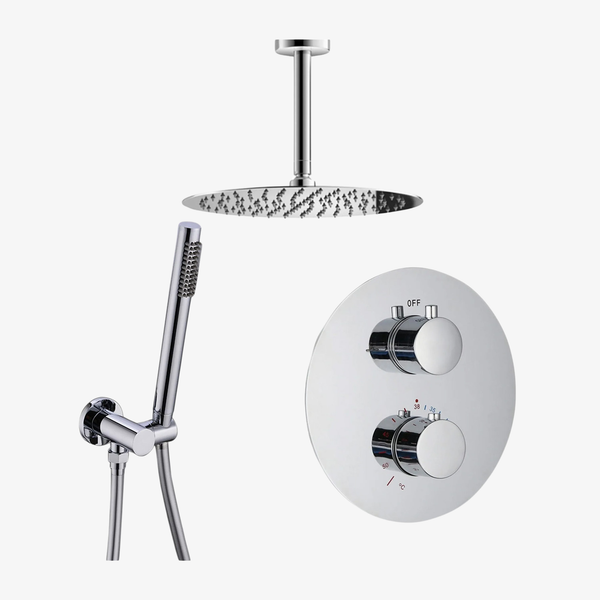 Showerset Lieke Thermostatisch Inbouw Rond 12 Inch Plafond 30 cm Chroom