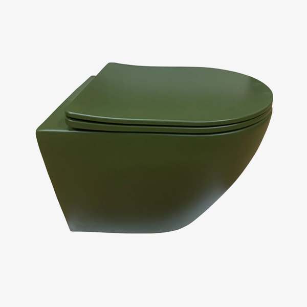 Wandcloset Sara Mat Groen - Rimless - Inclusief Softclose Toiletzitting