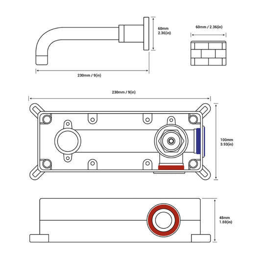 Wastafelkraan Jasmijn Chroom - Met Uitloop 21 cm - Inbouw - 2-Gats - 2 Greeps Knop