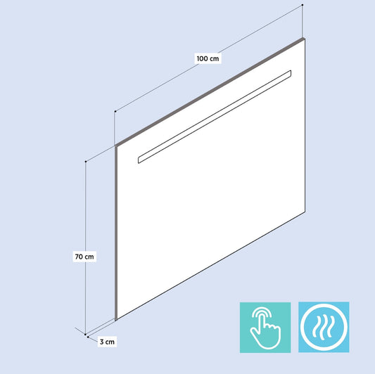 Led Spiegel Touch On/Off + Verwarming 100 cm