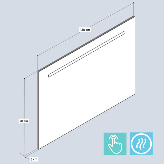 Led Spiegel Touch On/Off + Verwarming 120 cm