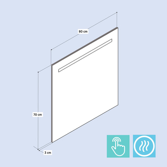 Led Spiegel Touch On/Off + Verwarming 80cm