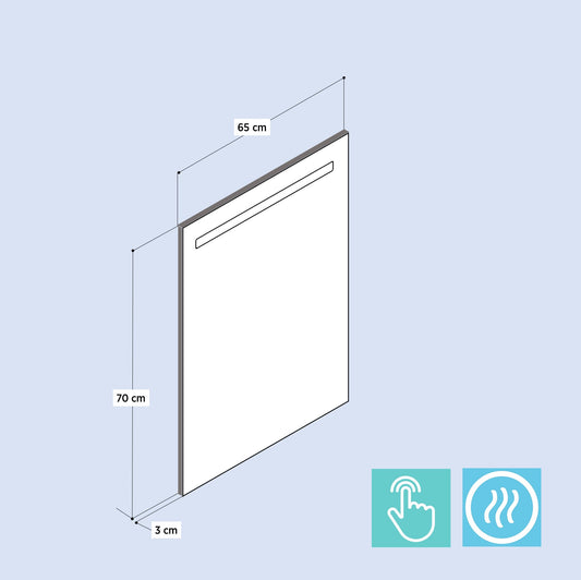 Led Spiegel Touch On/Off + Verwarming 65cm